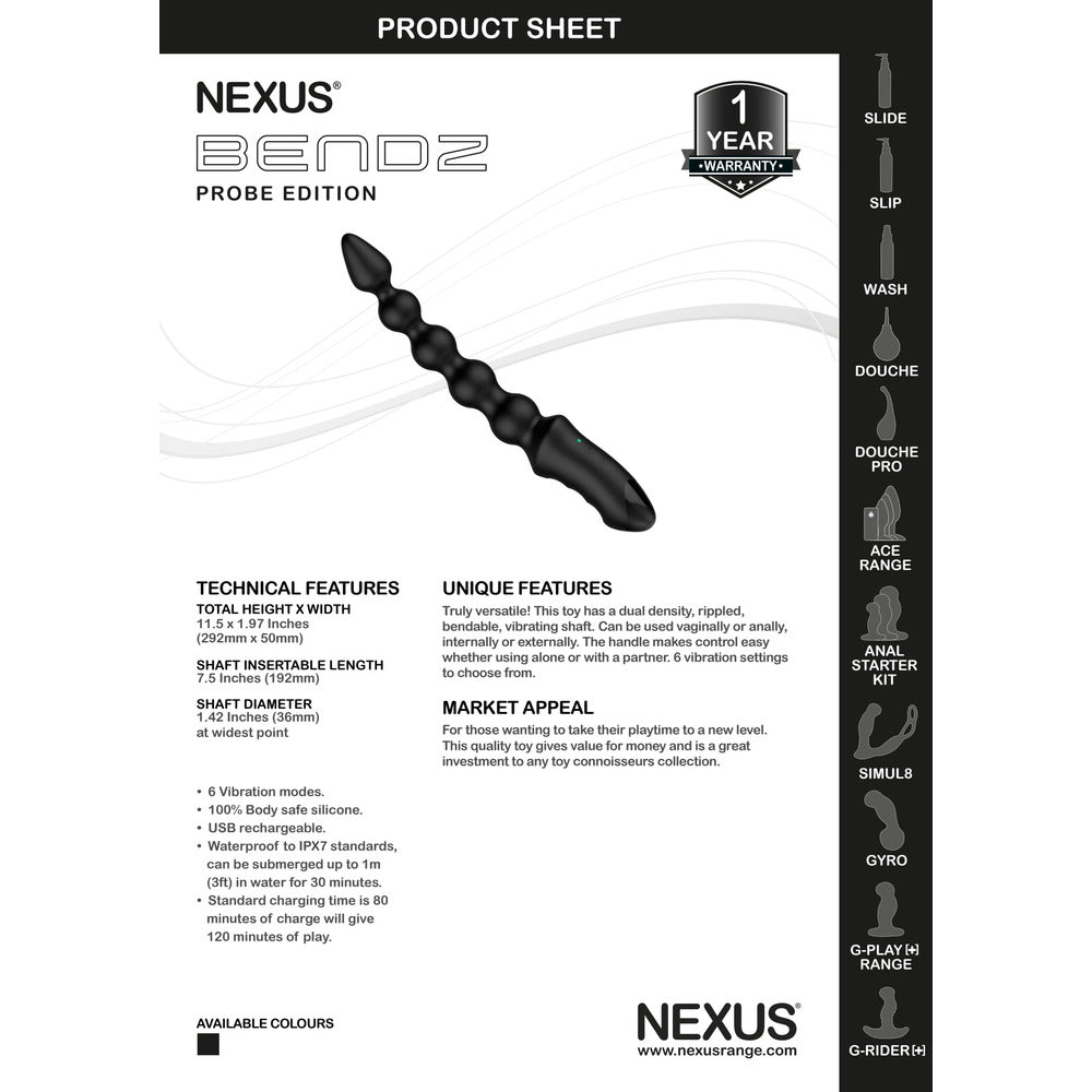 premium nexus bendz vibrating anal probe