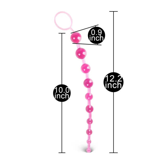 premium pink chain of 10 anal beads
