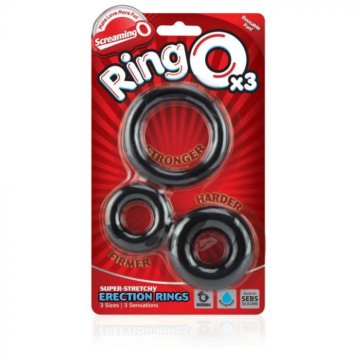 premium screaming o ringo x3 cock rings black