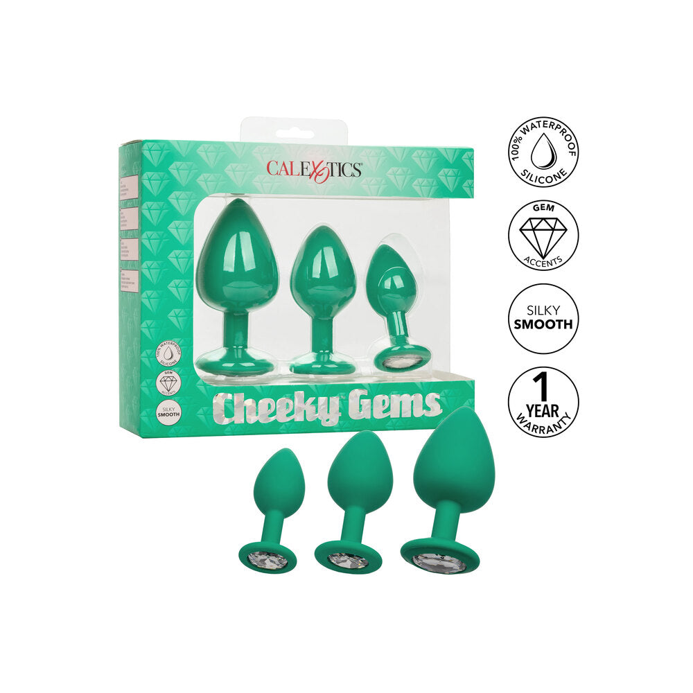 shop cheeky gems butt plugs 3 piece set green