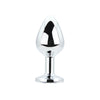 Toosh Silver Metal Butt Plug Medium Clear Stone