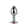 Toosh Silver Metal Butt Plug Small Red Stone