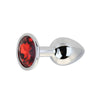 Toosh Silver Metal Butt Plug Small Red Stone