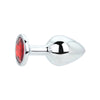 Toosh Silver Metal Butt Plug Medium Red Stone