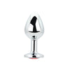 Toosh Silver Metal Butt Plug Medium Red Stone