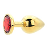 Toosh Gold Metal Butt Plug Large Red Stone