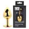 Toosh Gold Metal Butt Plug Large Red Stone