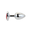 Toosh Heart Shaped Silver Butt Plug with Red Stone Small