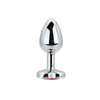 Toosh Heart Shaped Silver Butt Plug with Red Stone Small