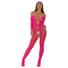 Lace by LJ Lace Up Front Crotchless Bodystocking Fuchsia