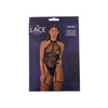 Lace by LJ Floral Lace & Net Halter Suspender Bodystocking Black