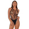 Lace by LJ Floral Halter Bodysuit Black
