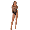 Lace by LJ Seamless Lace Long Sleeved Bodysuit Black