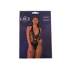 Lace by LJ Deep V Teddy with Bow Black