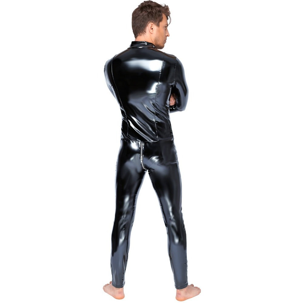best black level vinyl jumpsuit with zip black