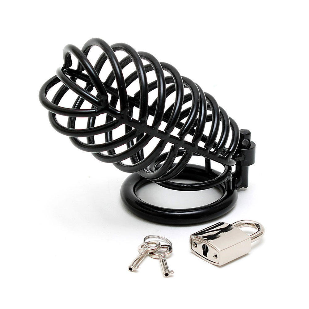 best black metal male chastity device with padlock