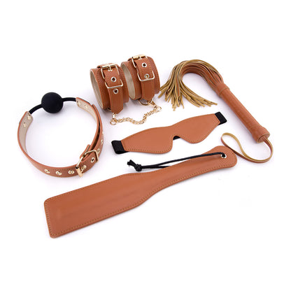 best elite bdsm cognac vegan leather set