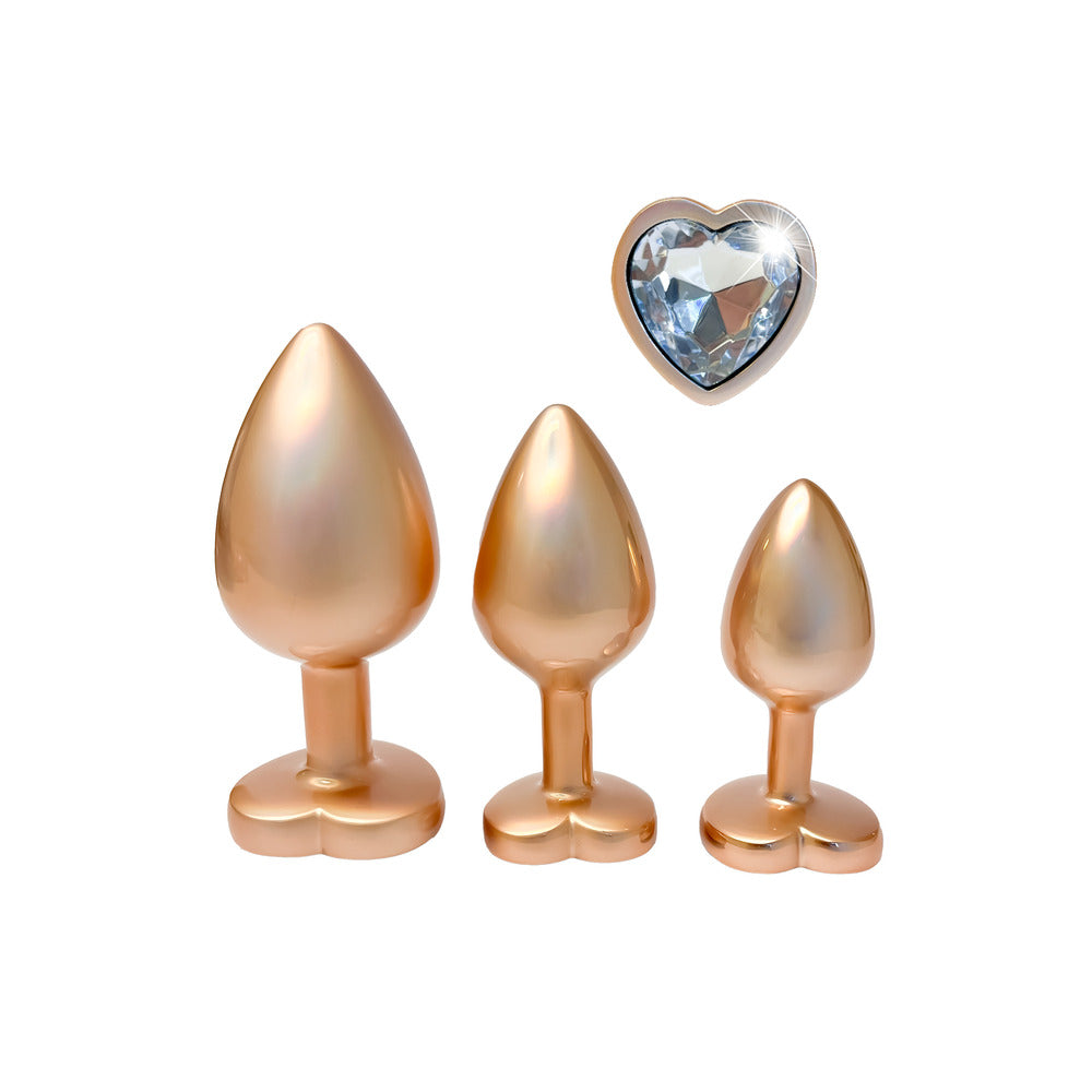 gleaming love pearl gold butt plug set