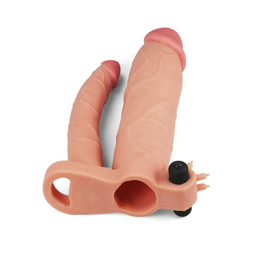 lovetoy 3 inch vibrating double extender flesh pink