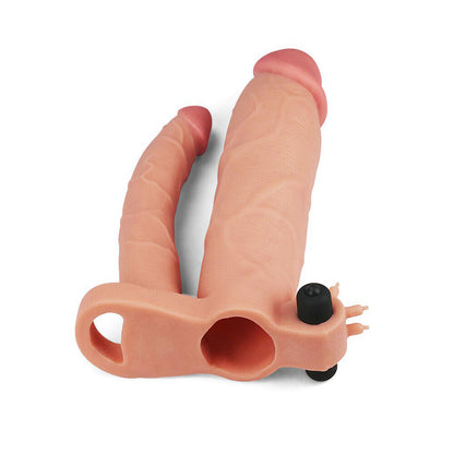 best lovetoy 3 inch vibrating double extender flesh pink