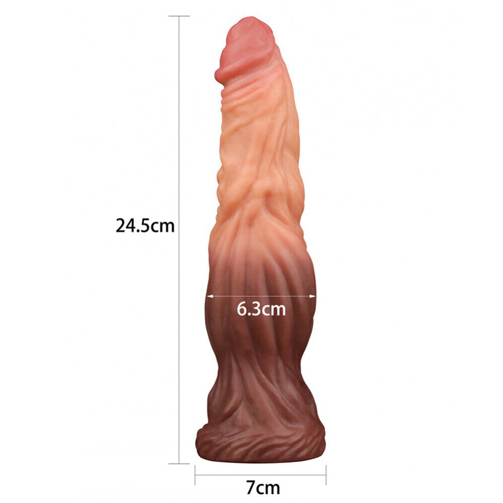 best lovetoy 9 5 inch dual layered silicone cock flesh brown