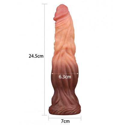 best lovetoy 9 5 inch dual layered silicone cock flesh brown