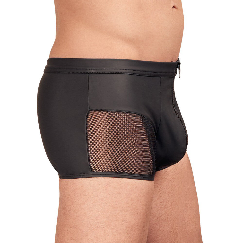 best nek matte look pants with zip opening black