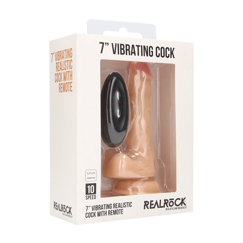 best realrock 7 inch vibrating realistic cock with scrotum