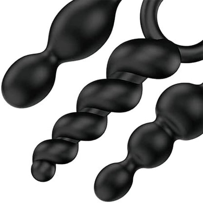 best satisfyer booty call set of 3 black anal plugs