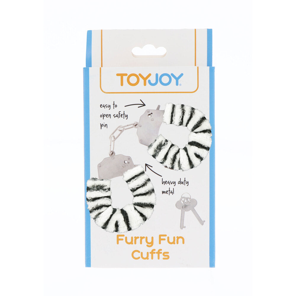 best toyjoy furry fun wrist cuffs zebra