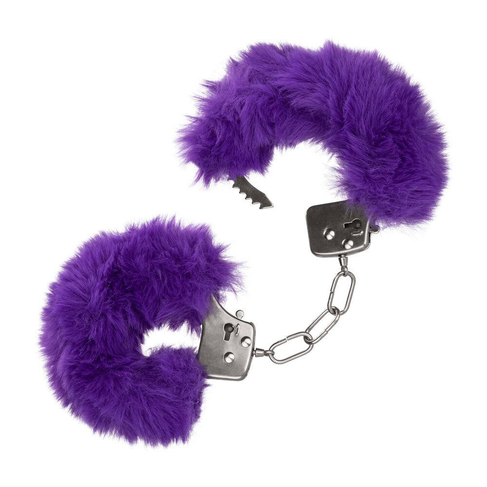 best ultra fluffy furry cuffs purple