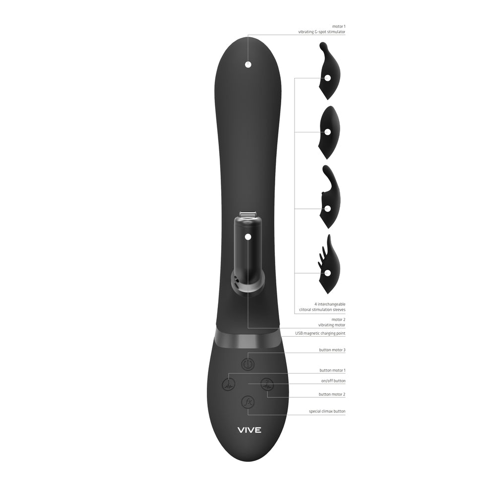 best vive chou double action interchangeable rabbit vibrator black
