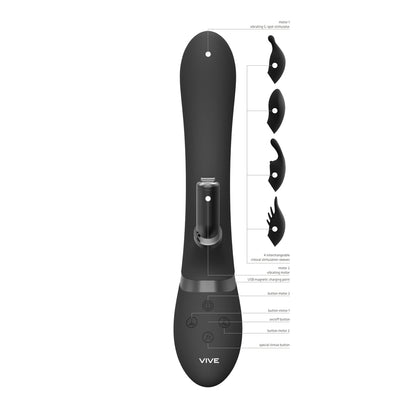 best vive chou double action interchangeable rabbit vibrator black