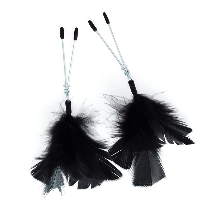 black feather nipple clamps