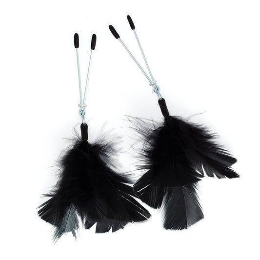black feather nipple clamps