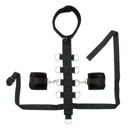 black padded collar with restraint line and cuffs