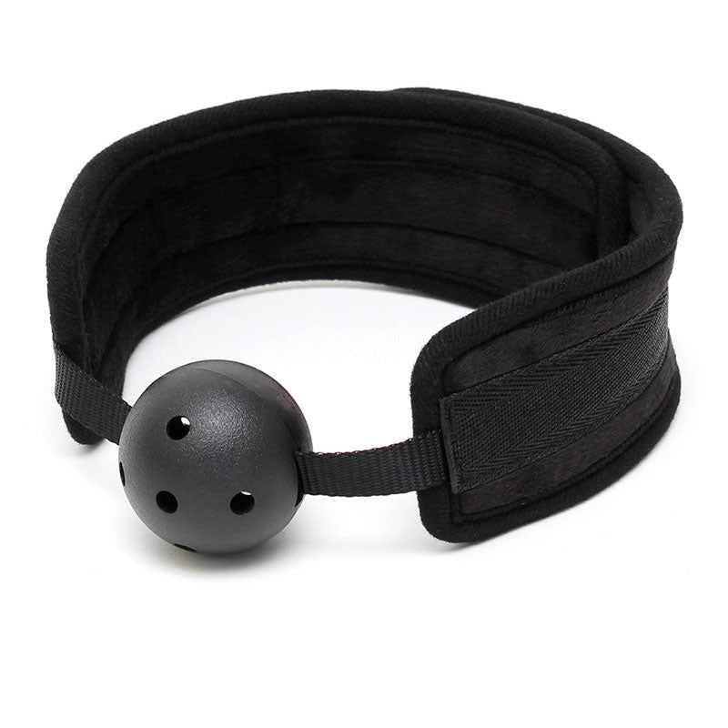 black padded mouth gag with breathable ball