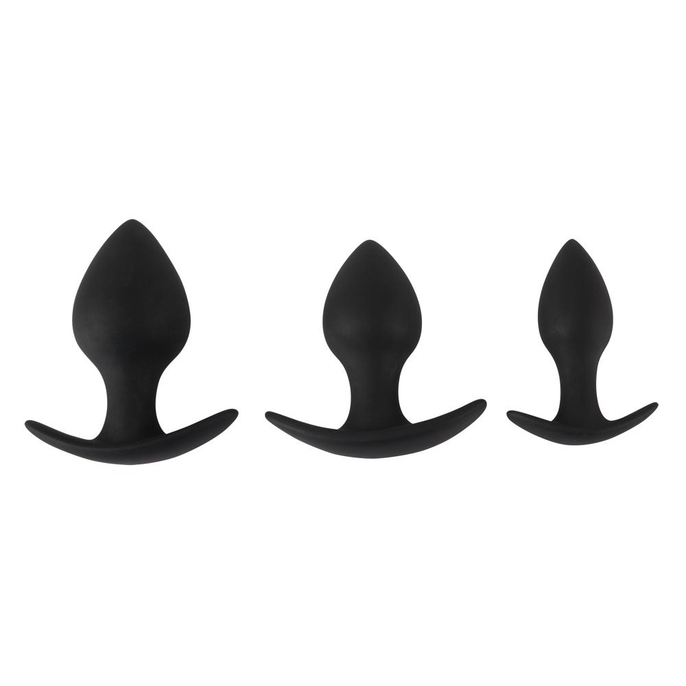 black velvet silicone three piece anal training set