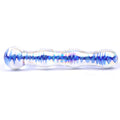 blue wavy glass dildo