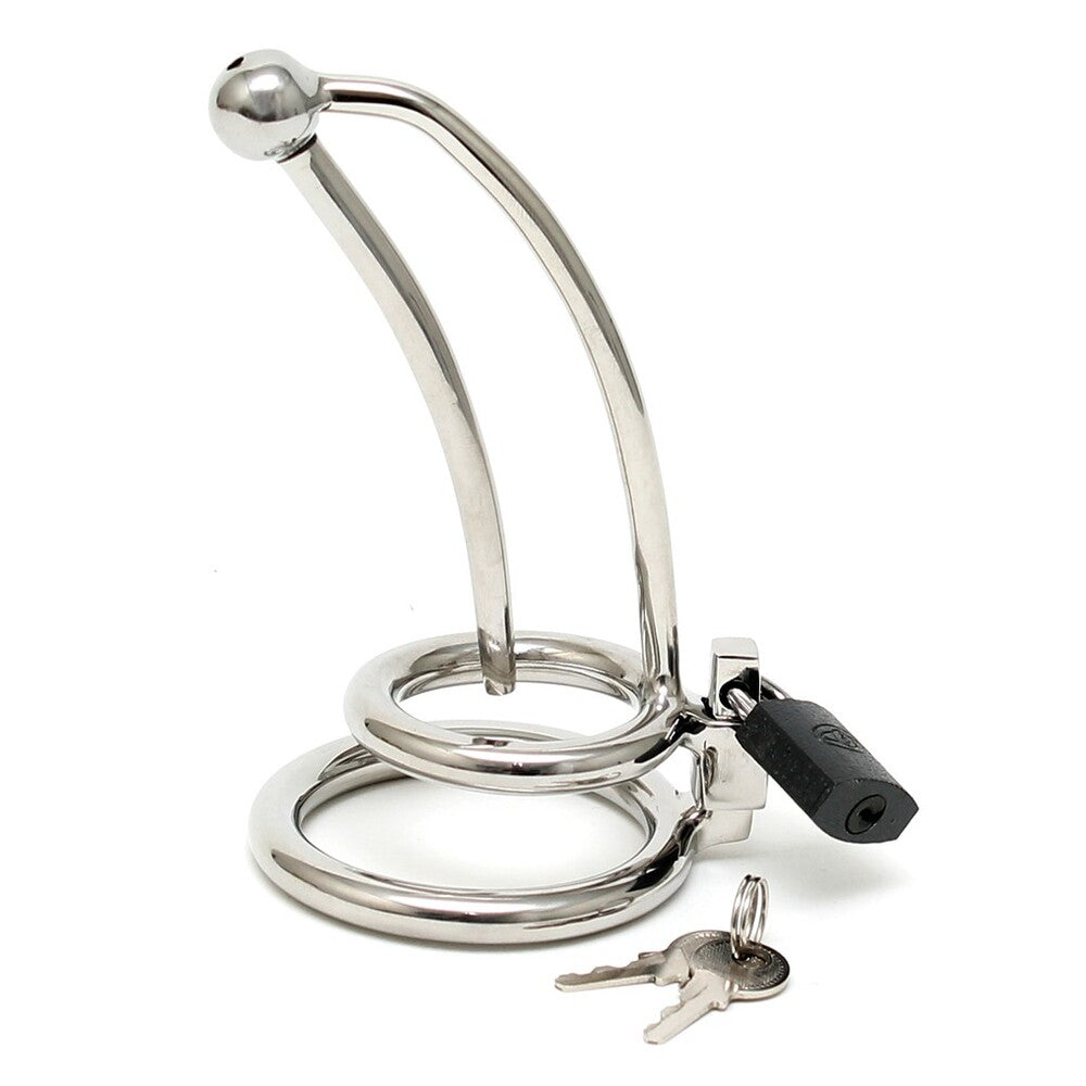 chastity penis lock curved with urethral tube