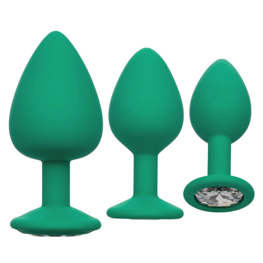 cheeky gems butt plugs 3 piece set green