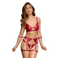 cottelli red crotchless bondage set