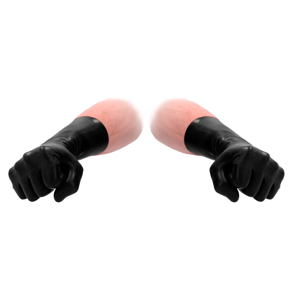 fist it black latex short gloves
