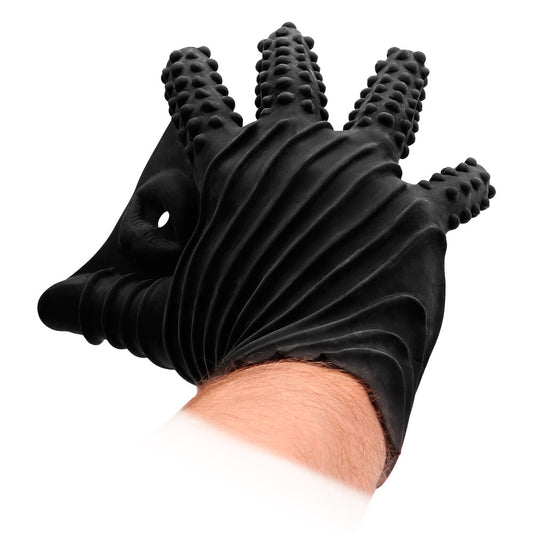 fist it black textured masturbation glove