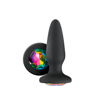 glams silicone rainbow gem butt plug black