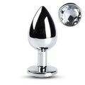 large metal anal plug with clear crystal