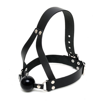 leather ball gag and head harness