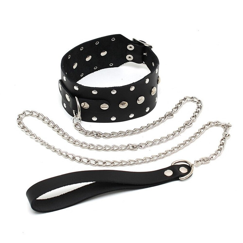 leather collar and chain