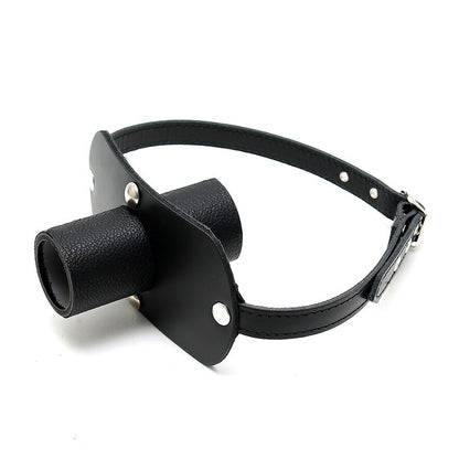 leather gag with urine tube