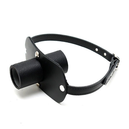 leather gag with urine tube